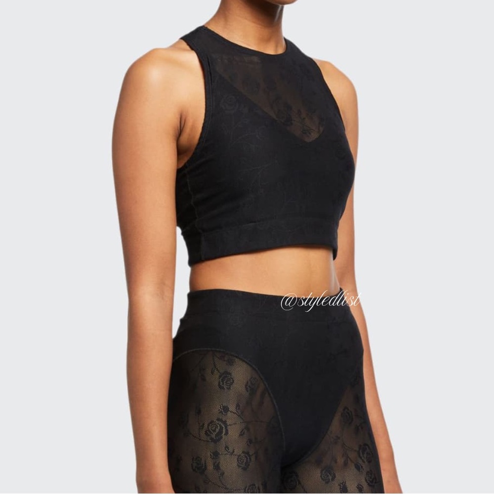 Adam Selman Sport Mesh Racerback Sports Bra Crop Top S Black NWOT